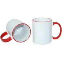 Picture of Permasub Sublimation Coffee Mug 11oz - Bright Red Rim Handle
