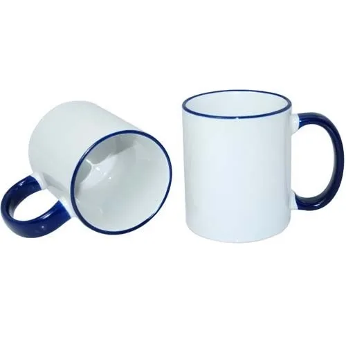 Picture of Permasub Sublimation Coffee Mug 11oz - Dark Blue Rim Handle