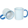 Picture of Sublimation Coffee Mug 11oz - Light Blue Rim Handle