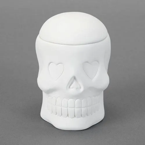 Picture of Ceramic Bisque 32855 Love Heart Skull Box