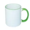 Picture of Sublimation Coffee Mug 11oz - Light Green Rim Handle