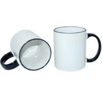 Picture of Permasub Sublimation White Mug 11oz - Black Rim Handle