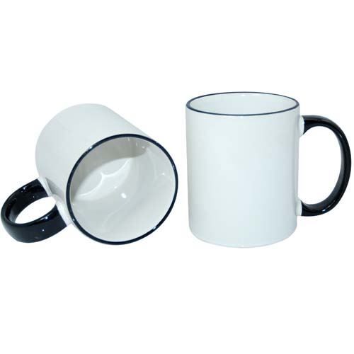 Picture of Permasub Sublimation White Mug 11oz - Black Rim Handle