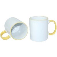 Picture of Permasub Sublimation White Mug 11oz - Yellow Rim Handle