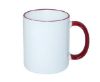 Picture of Permasub Sublimation White Mug 11oz - Dark Red Rim Handle