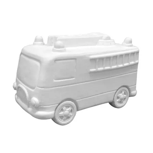 Picture of Ceramic Bisque Fire Truck Bank 4pc