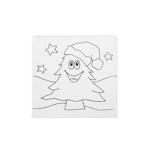 Picture of Ceramic Bisque Tree with Santa Hat Party Tile 12pc
