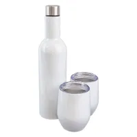 Picture of Stainless Steel Wine Bottle & Tumbler Gift Set White – 3pc
