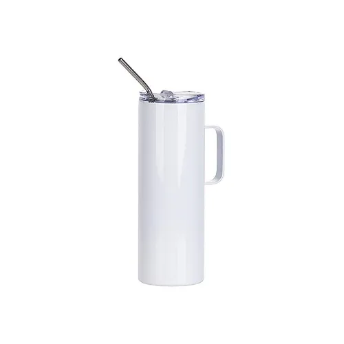 Picture of Sublimation Stainless Steel Skinny Tumbler White 20oz with Handle