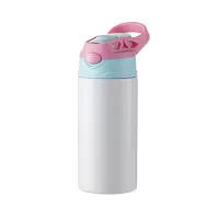 Picture of Stainless Steel Bottle With Straw and Pink/Aqua Cap 360ml