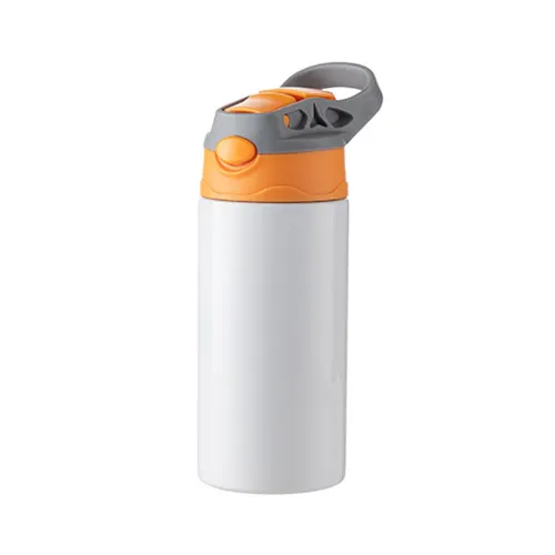 Picture of Stainless Steel Bottle With Straw and Grey/Orange Cap 360ml