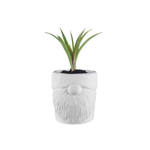 Picture of Stoneware Pottery Bisque Mossy Gnome Planter 2pc
